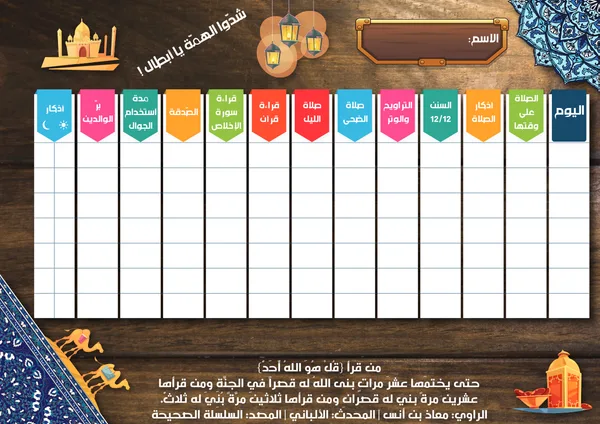 جدول شدوا الهمة